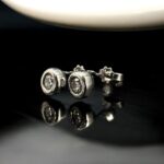 14K White Gold Bezel-Set CZ Stud Earrings