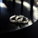 Stunning 14K White Gold CZ Hoop Earrings