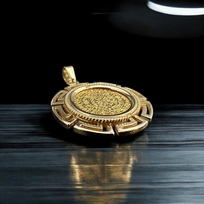 14K Gold Greek Coin Pendant - Image 1
