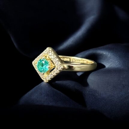 14K Yellow Gold Paraiba & Cubic Zirconia Ring