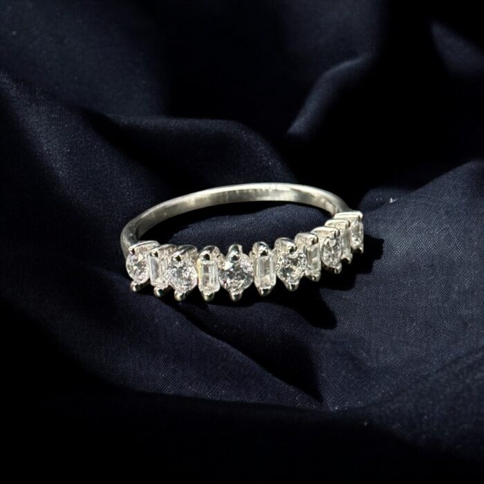 14K White Gold CZ Multi-Cut Eternity Ring - Image 4