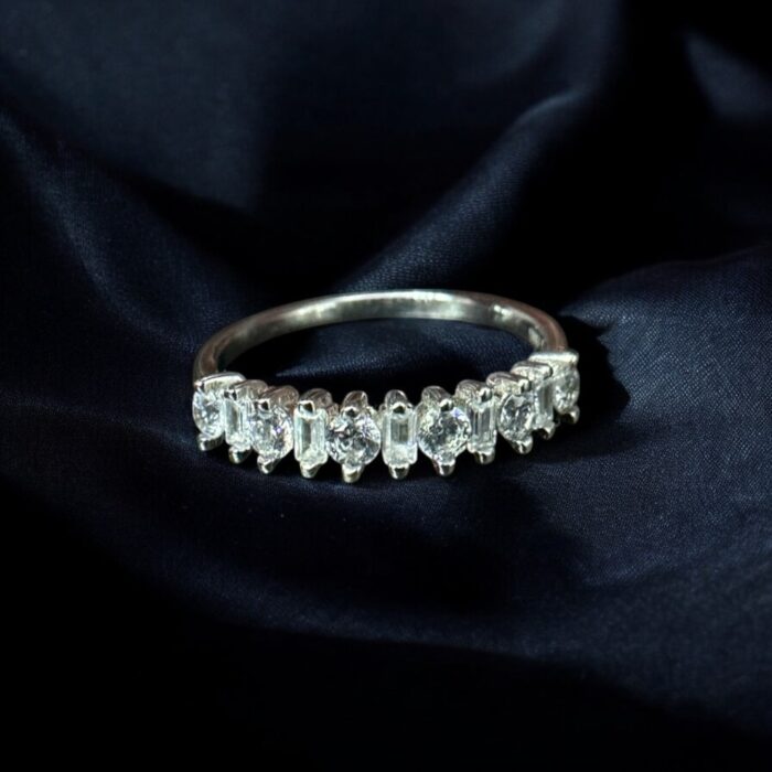 14K White Gold CZ Multi-Cut Eternity Ring - Image 1